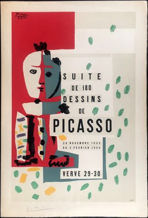 Litografía Picasso - LITHOGRAPHIE EN COULEURS SIGNÉE AU CRAYON POUR L' AFFICHE ORIGINALE VALLAURIS VERVE (1953).