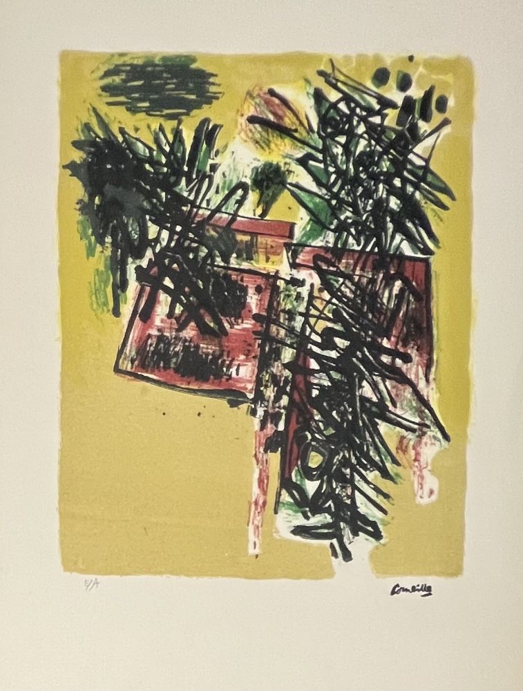 Litografía Corneille - Lithographie Vol d'oiseaux au printemps, 1960. Exemplaire d'artiste