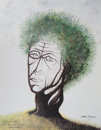 Litografía Marais  - L'Olivier de Saint Jean Cap Ferrat - Visage dans l'arbre
