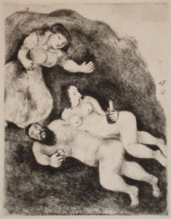 Aguafuerte Y Aguatinta Chagall - `Lot et ses Filles