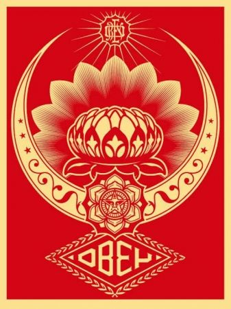 Serigrafía Fairey - Lotus Ornament Red