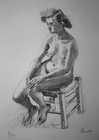 Litografía Bonabel - Louis-Ferdinand Céline - Nu Feminin - Female Nude - 1938