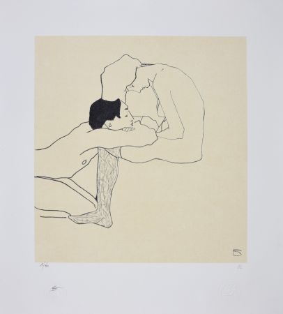 Litografía Schiele - LOVERS 1909