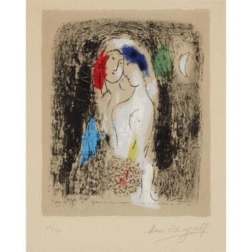 Litografía Chagall - LOVERS IN GREY