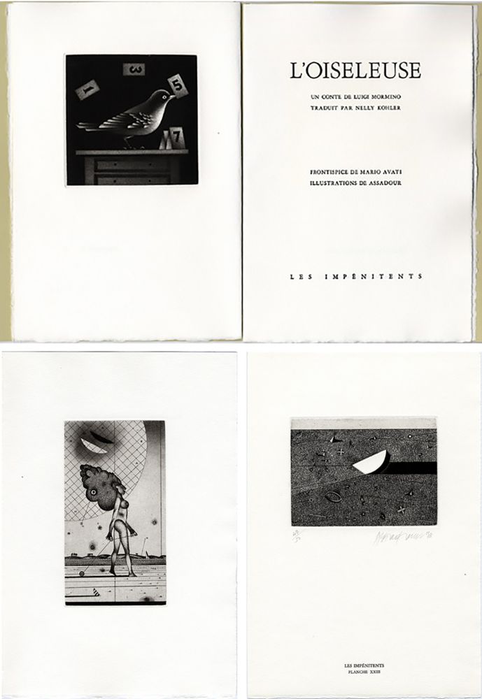 Libro Ilustrado Assadour - Luigi Mormino : L'OISELEUSE (L'UCCELLATRICE). Gravures d'Assadour, frontispice d'Avati