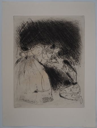Grabado Chagall - L'éducation (La femme du gouverneur gronde sa fille)