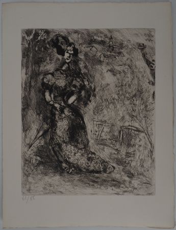 Grabado Chagall - L'élégante (La fille)