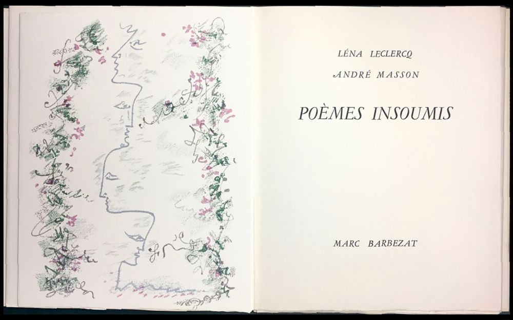Libro Ilustrado Masson - Léna Leclercq. POÈMES INSOUMIS. 8 lithographies en couleurs (1963)
