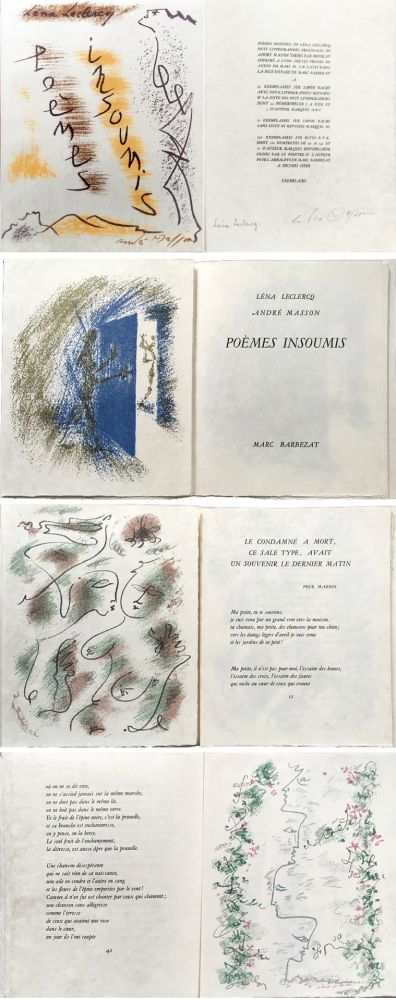 Libro Ilustrado Masson - Léna Leclercq. POÈMES INSOUMIS. Avec 10 lithographies sur Japon nacré (1963)