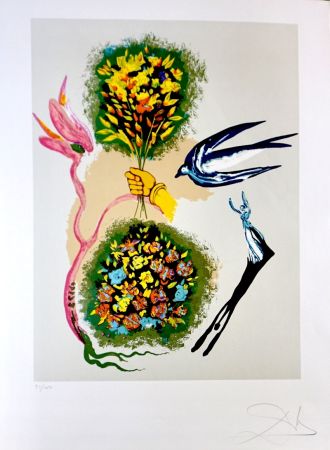 Litografía Dali - Magic Butterfly & The Dream Apparition of The Rose
