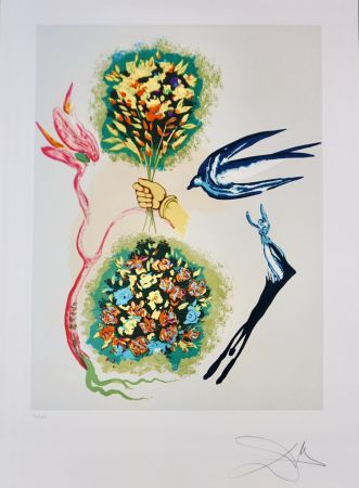 Litografía Dali - Magic Butterfly & The DreamApparition of The Rose 