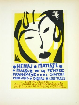 Litografía Matisse - Maison de la Pensée Française