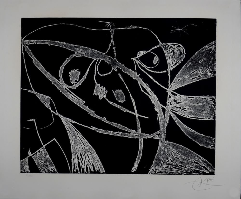 Grabado Miró - Mallorca - Negro y blanco IX, 1973 - Hand-signed