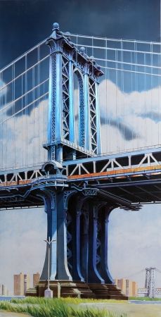 Litografía Haas - Manhattan Bridge