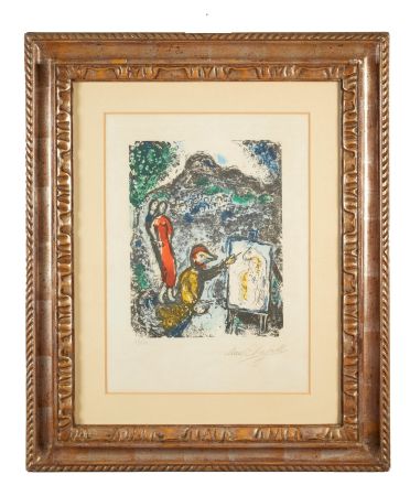 Litografía Chagall - Marc Chagall (1887-1985) - Devant St. Jeannet (In front of St. Jeannet) - Coloured lithograph on Arches paper - 1972.