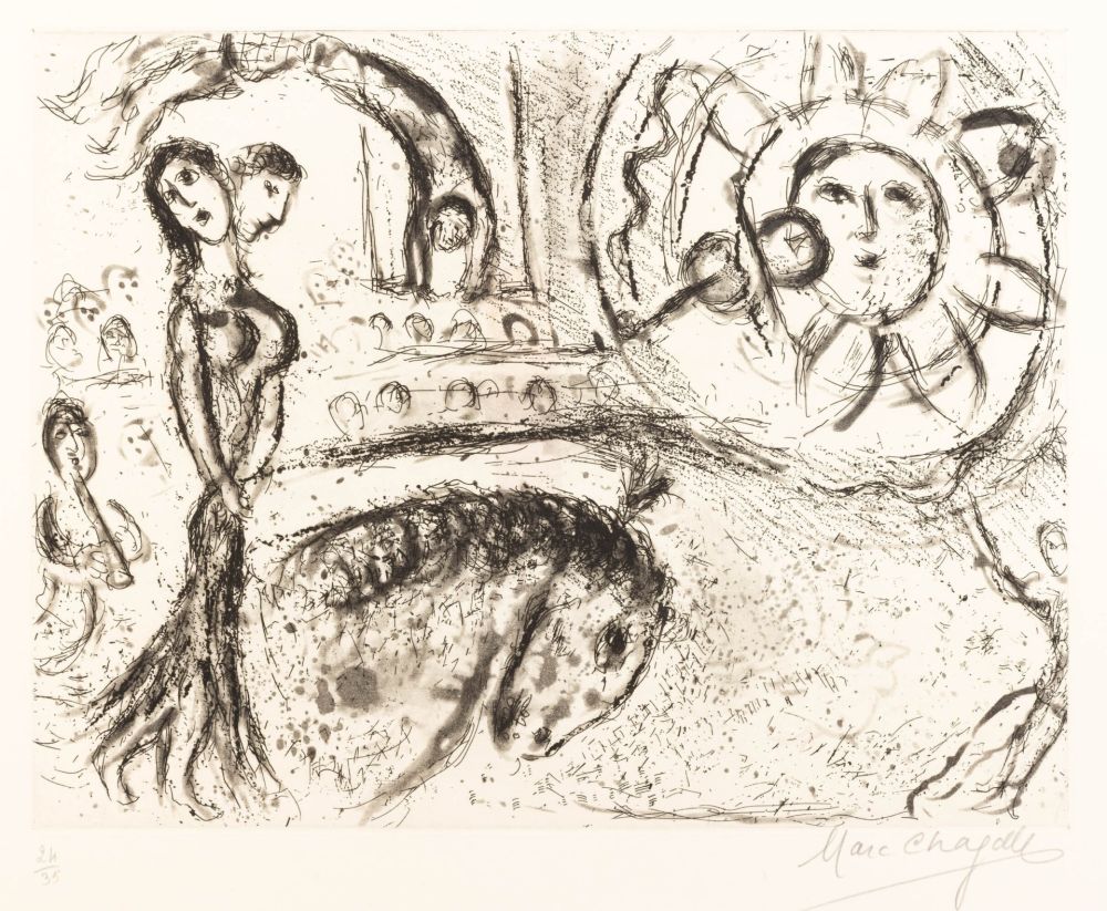 Grabado Chagall - Marc Chagall (1887–1985) - Le Cirque fantastique - Etching on paper - 1967