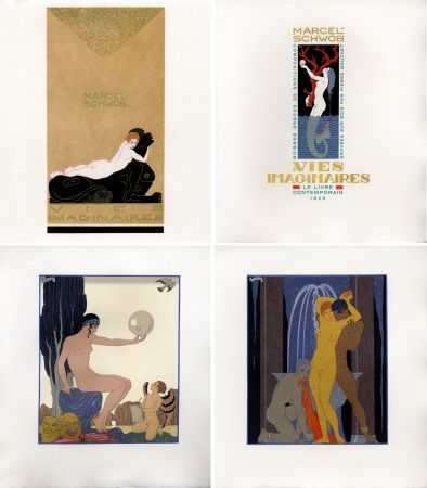 Libro Ilustrado Barbier - Marcel Schwob : VIES IMAGINAIRES. Compositions par George Barbier. Le Livre Contemporain (1929). Dans une reliure Art-Déco.
