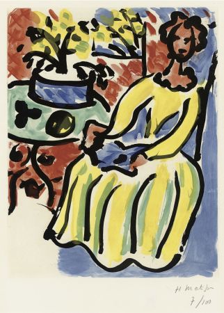 Aguatinta Matisse - Marie-José en robe jaune (D. 817)