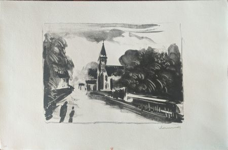 Litografía Vlaminck - Marine, l'église