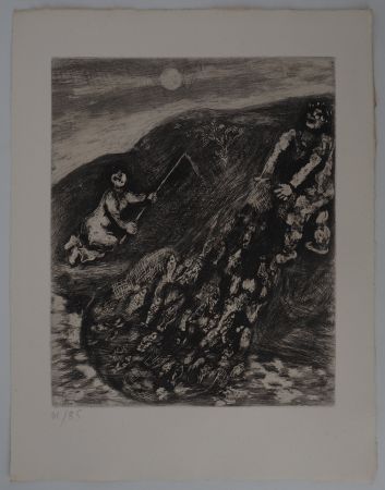 Grabado Chagall - Marins, La pêche au filet (Les poissons et le berger qui joue de la flûte)