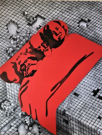 Litografía Cueco - Marx, Freud, Mao