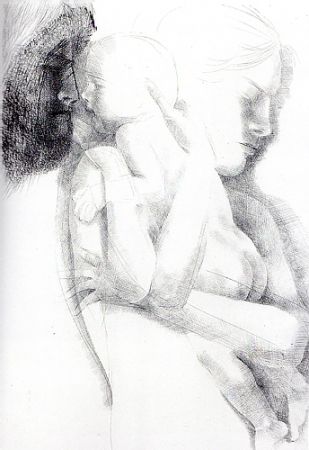 Grabado Greco - Maternità (o Maternità con apparizione)