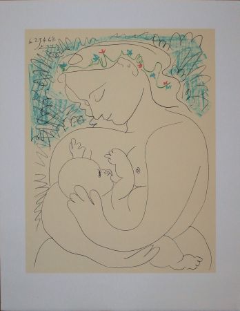 Litografía Picasso - Maternité