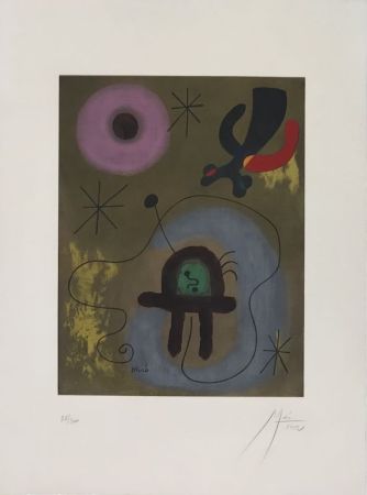 Litografía Miró - Mauve de la Lune 