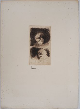 Punta Seca Luce - Maximilien LUCE - Etude d'un jeune enfant Vers 1890 - Gravure originale signée 