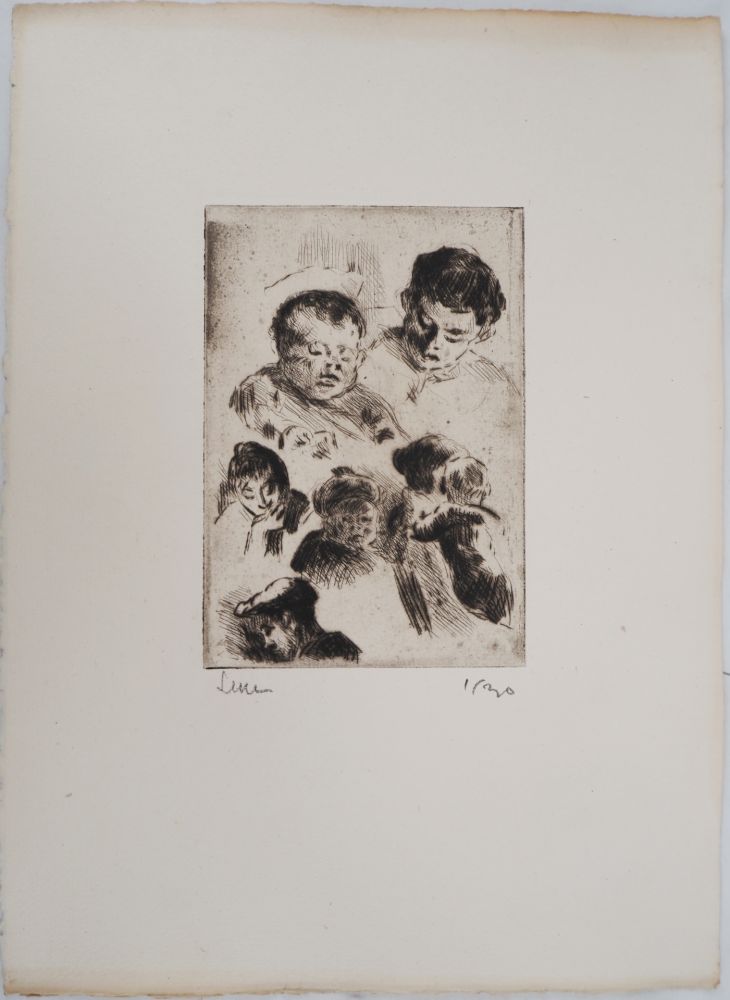 Punta Seca Luce - Maximilien LUCE - La famille réunie ( étude) Vers 1890 - Gravure originale signée