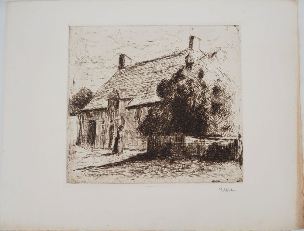 Punta Seca Luce - Maximilien LUCE - Maison villageoise à Bessy-sur-Cure Vers 1900 - Gravure originale signée