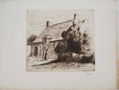 Punta Seca Luce - Maximilien LUCE - Maison villageoise à Bessy-sur-Cure Vers 1900 - Gravure originale signée