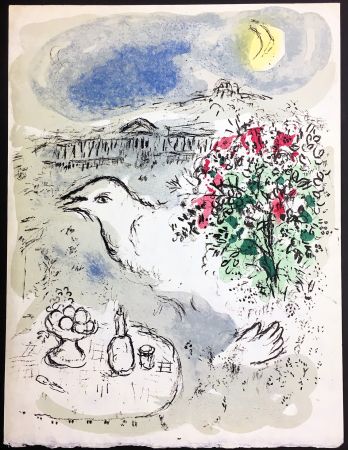 Litografía Chagall - MENU pour la Présidence de la République (tirage à part sur Japon nacré). 1977