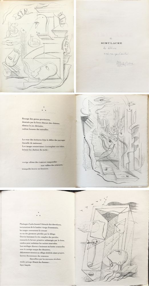 Libro Ilustrado Masson - Michel Leiris : SIMULACRE. 7 lithographies originales. Ex. dédicacé (1925)