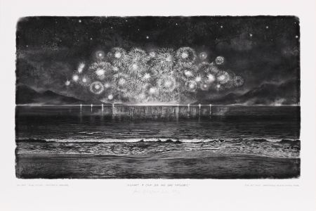 Estampa Numérica Op De Beeck - Midnight, a calm Sea and some Firework