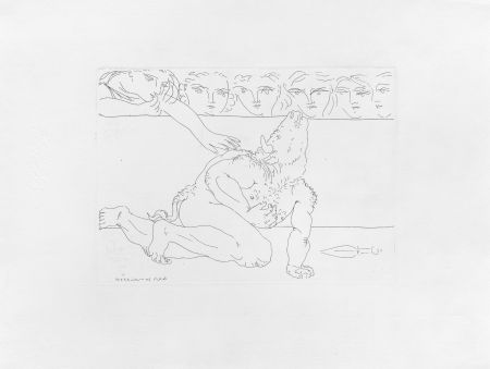 Grabado Picasso - Minotaure mourant et jeune fille pitoyable