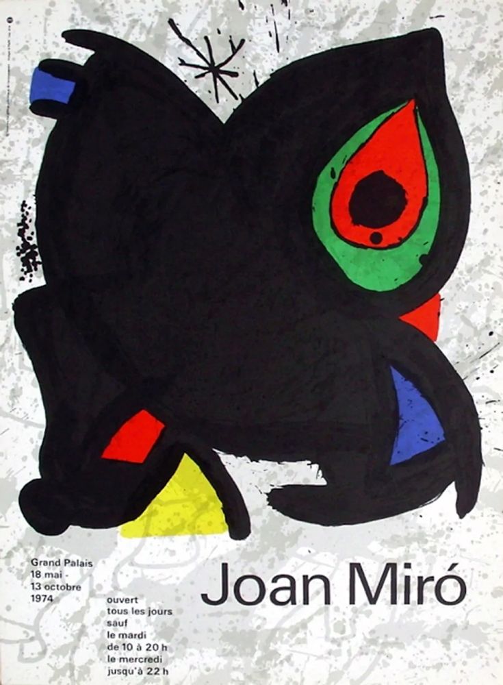 Cartel Miró - MIRO GRAND PALAIS 1974. Affiche originale en lithographie.