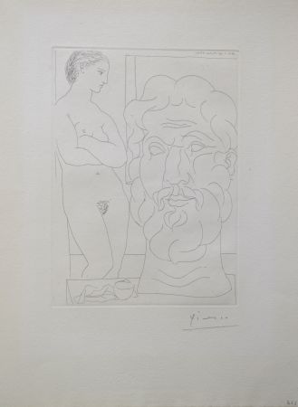 Grabado Picasso - Modèle et Grande Tête Sculptée (B170 Vollard)