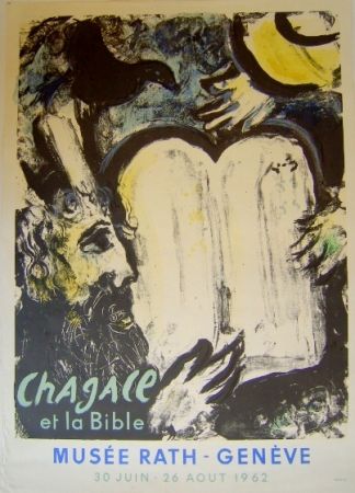 Litografía Chagall - Moise et les tables de la loi
