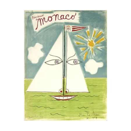 Litografía Cocteau - Monaco 