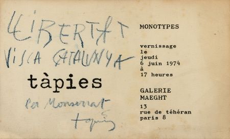 Litografía Tàpies - Monotypes