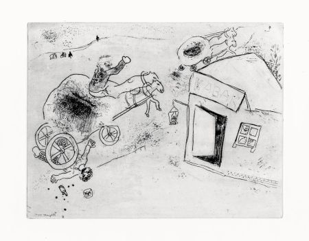 Aguafuerte Chagall - Mort de Mets-les-pieds-dans-le-plat