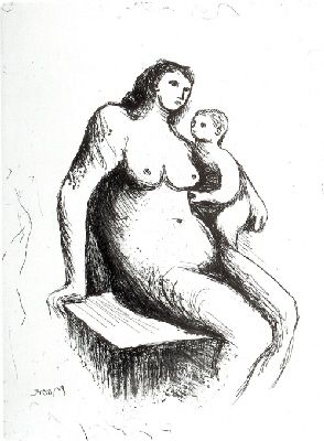 Grabado Moore - Mother and Child V