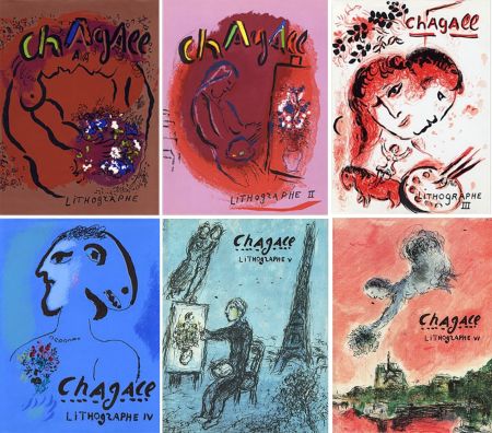 Libro Ilustrado Chagall - Mourlot & Sorlier : Chagall lithographe I à VI COMPLET avec 28 LITHOGRAPHIES ORIGINALES.