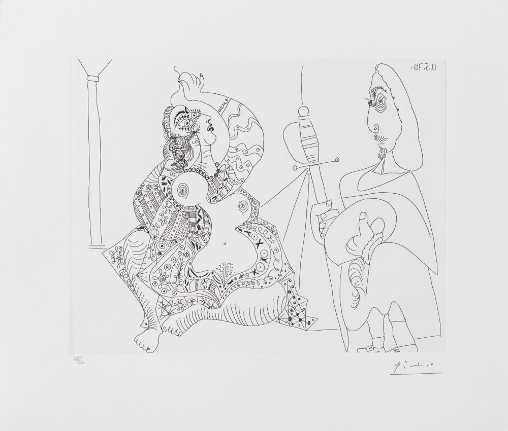 Grabado Picasso - MOUSQUETAIRE ET ODALISQUE, MEDUSE, (BLOCH 1902) – etching – 1970