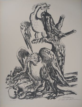 Litografía Zadkine - Mythologie Hercule et les oiseaux du lac Stymphale