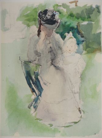 Litografía Morisot - Mère et petite fille