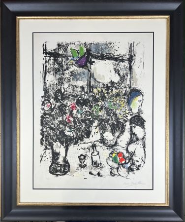 Litografía Chagall - Nature morte au bouquet