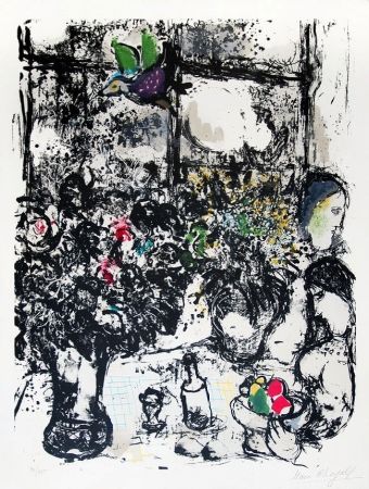 Litografía Chagall - Nature morte au bouquet (Still Life with Bouquet), 1960