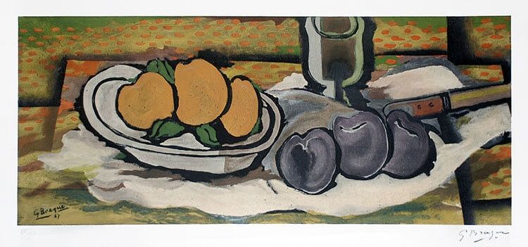 Litografía Braque - Nature morte aux fruits, 1950